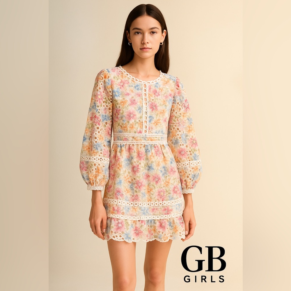 NWT,GB Girls,Stunning Floral Embroidered Dress, OUT OF STOCK ON-LINE, Size 6